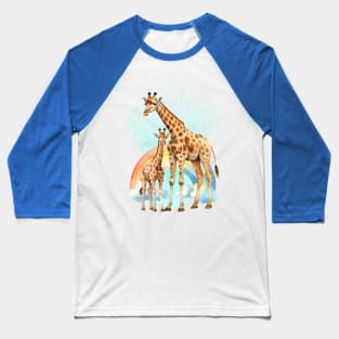 Father Baby Giraffe Baseball T-Shirt